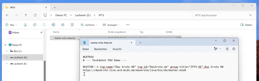 neue M3U-Datei editieren